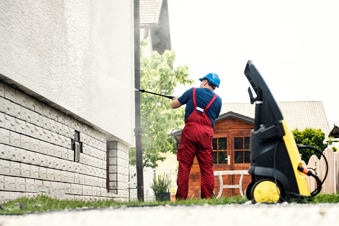 Pressure wash your home before painting the exterior.